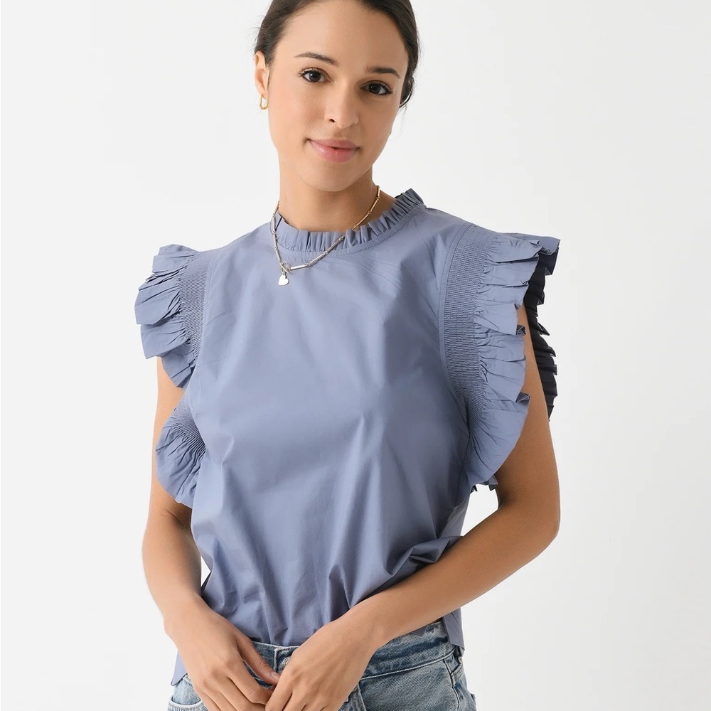 ENGLISH FACTORY Women's Ruffle Sleeve Poplin Top Size Medium